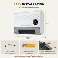 Rejuvia 1500W Smart Wall Heater | Fast Heating, Remote Control, 3 Fan Speeds