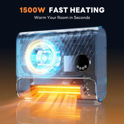 Rejuvia 1500W Smart Wall Heater | Fast Heating, Remote Control, 3 Fan Speeds
