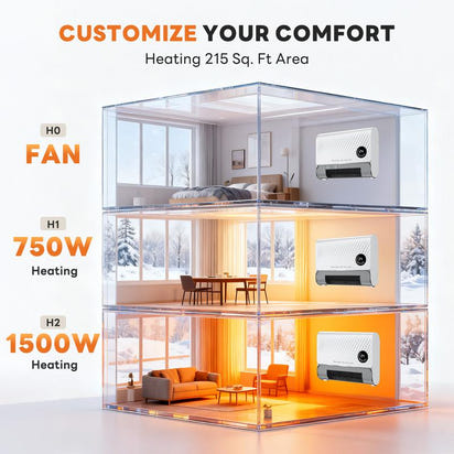 Rejuvia 1500W Smart Wall Heater | Fast Heating, Remote Control, 3 Fan Speeds